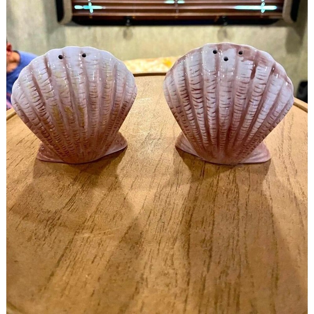 American Atelier Stoneware Seashell Salt & Pepper Shakers Collectible